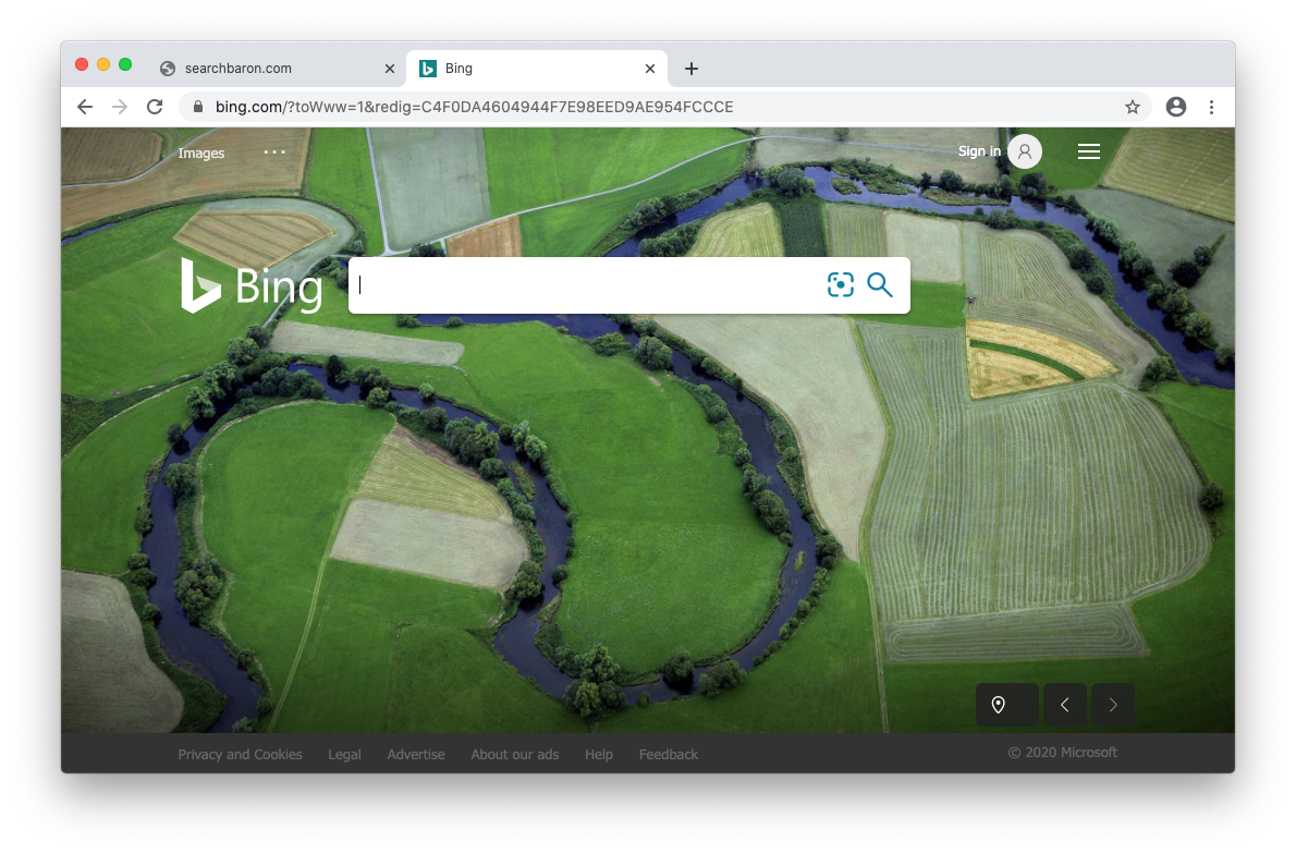 Searchbaron.com leads to Bing