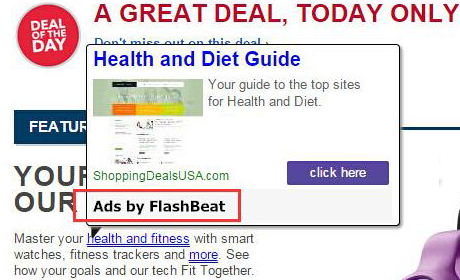 FlashBeat Ads scattered all over a site