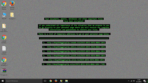 Desktop wallpaper set by Cerber3 virus