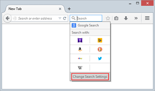 Click to change search settings in Mozilla Firefox