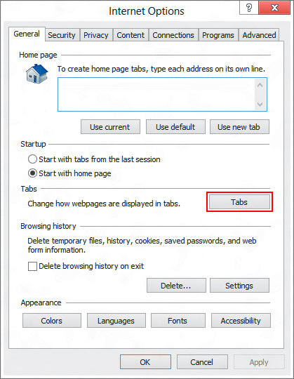 Access IE tabs configuration