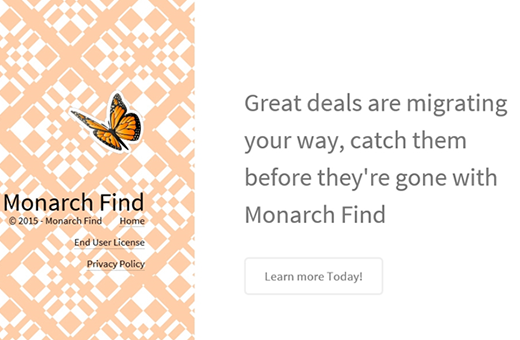 The crudely designed website of Monarch Find