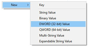 Go to New and select DWORD (32-bit) Value