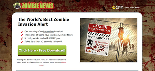 Official web page of Zombie News app